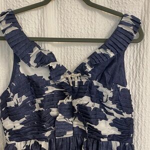 Karl Lagerfeld Navy and White Floral Midi Dress